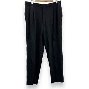 Pal Zileri Black‎ Wool Straight Leg Trouser Dress Pants Size 56